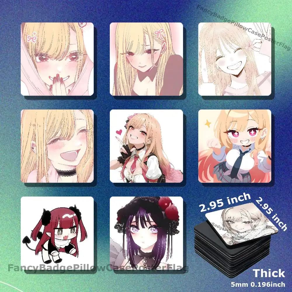 M-My Dress Up Darling Anime Acrylic Refrigerator Magnets Square Tiles with Magnetic Sheets for Home Decoration