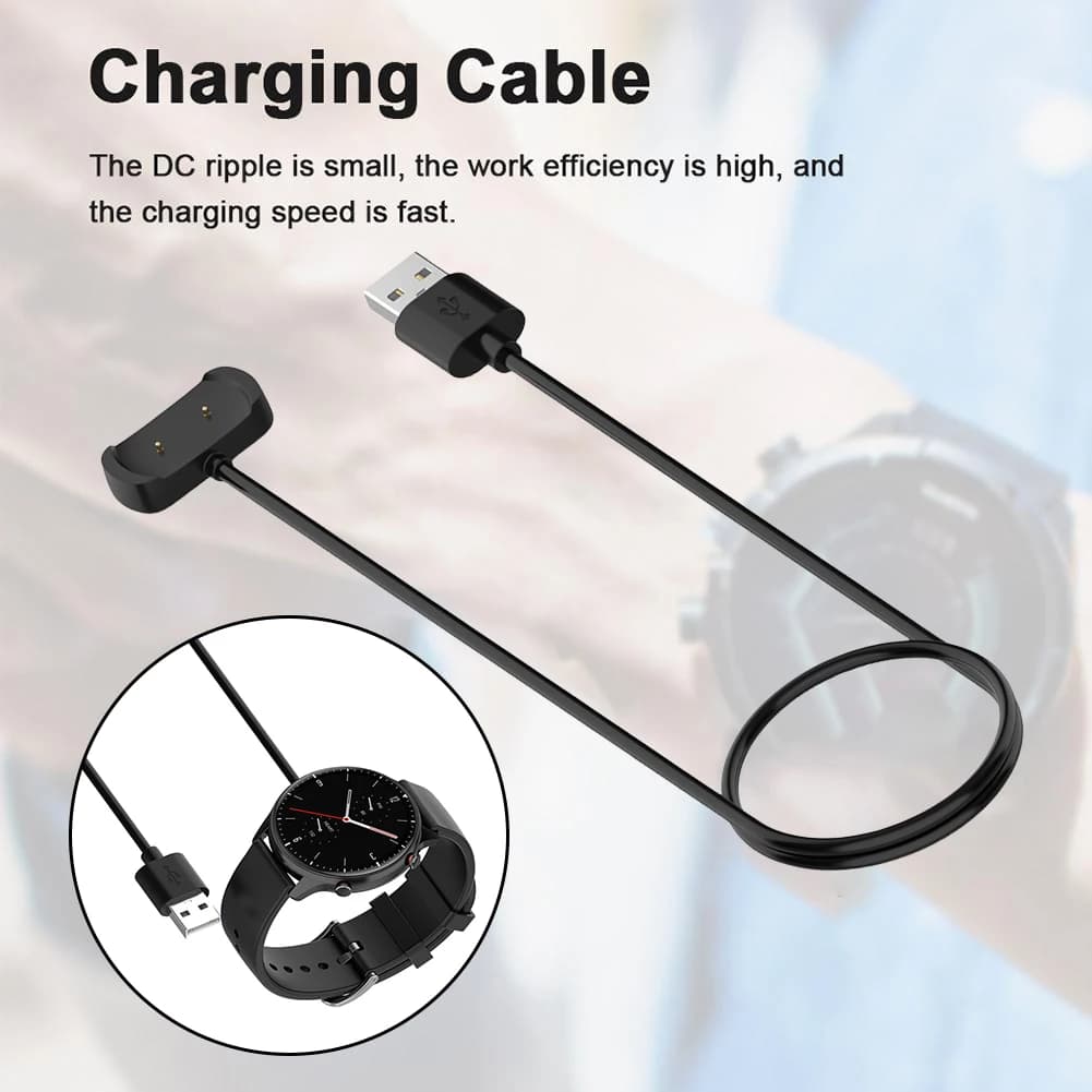 Smartwatch Dock Charger Adapter USB Charging Cable Magnetic Power Charge Wire 5V 700MA for Bip5 Unity A2324/ Bip5