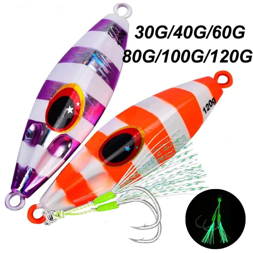 30g 40g 60g 80g 100g 120g Metallo Jig Cucchiaio Richiamo Esca Artificiale Shore Lento Jigging Super Duro Bass Attrezzatura da pesca