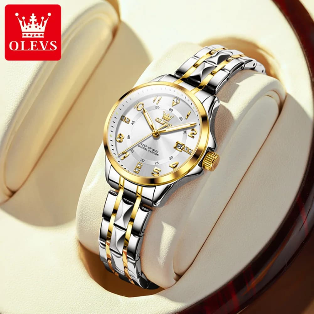 OLEVS nuovo orologio al quarzo per donna classico Casual di lusso in acciaio inossidabile calendario settimanale orologio da donna luminoso impermeabile