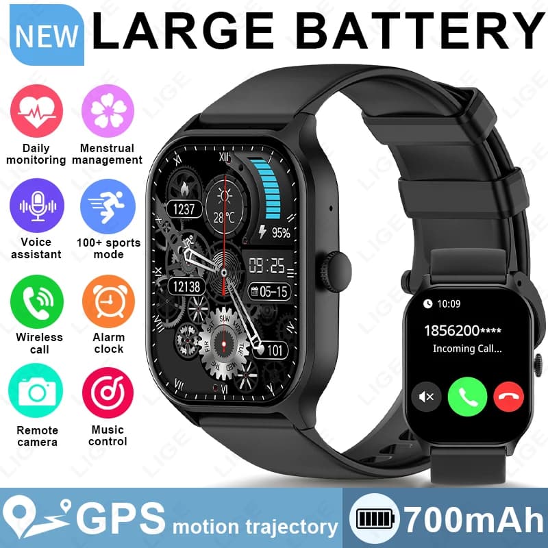 Nuovo Smartwatch 2026 per Diagnosi di Lipidi nel Sangue, Acido Urico e Pressione Sanguigna, ECG+HRV, Chiamate Vocali Bluetooth, Orologio per la Salute Maschile