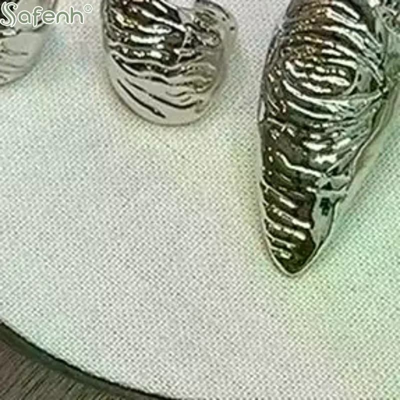Anello a fascia larga con texture artistica 3D irregolare, esagerato, da donna, per uso quotidiano e feste