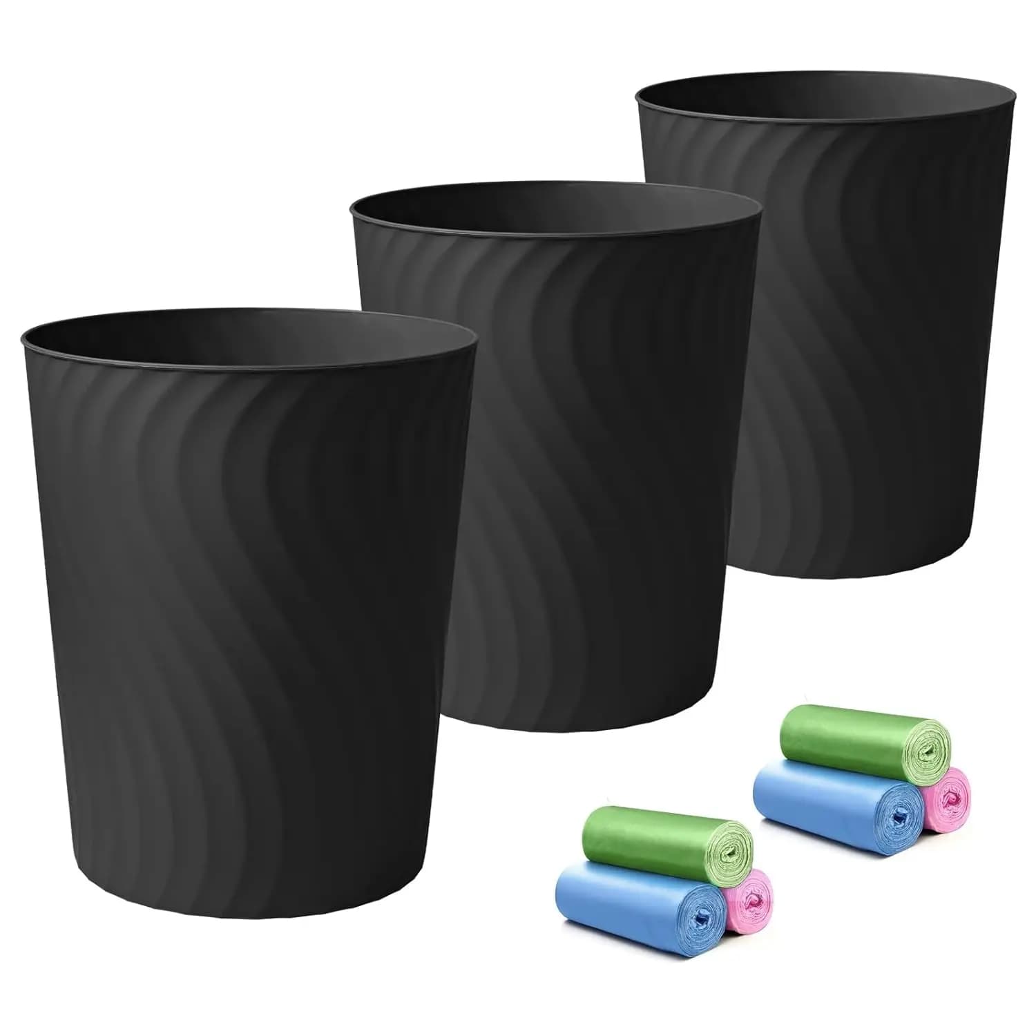 Set di 3 Cestini per Rifiuti Sottili, Contenitori da 6,8 Litri per Bagno, Cucina, Ufficio, Dormitorio e Spazi Ristretti