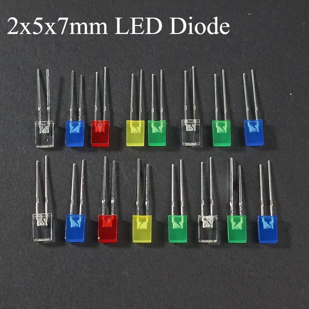 Diodo LED square 50/100/200 pieces 2x5x7mm Red Yellow Green White Diodes Light emitters for kit Electronic Arduino DIY