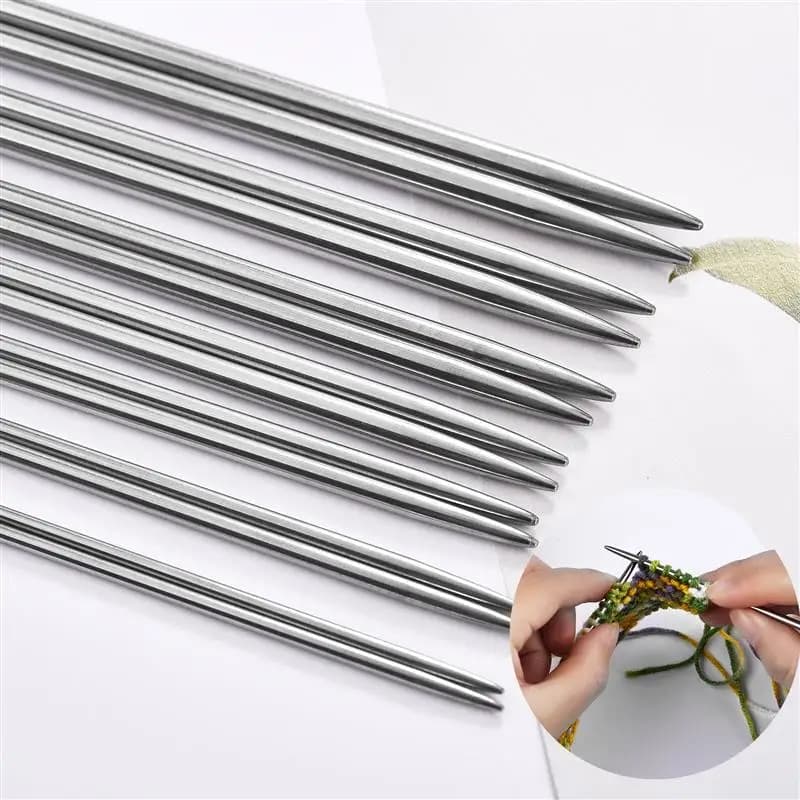 5PCS 20CM Ferri da maglia in acciaio inossidabile Set 2-5MM Aghi da maglia dritti a doppia punta per il progetto di maglieria dei maglioni