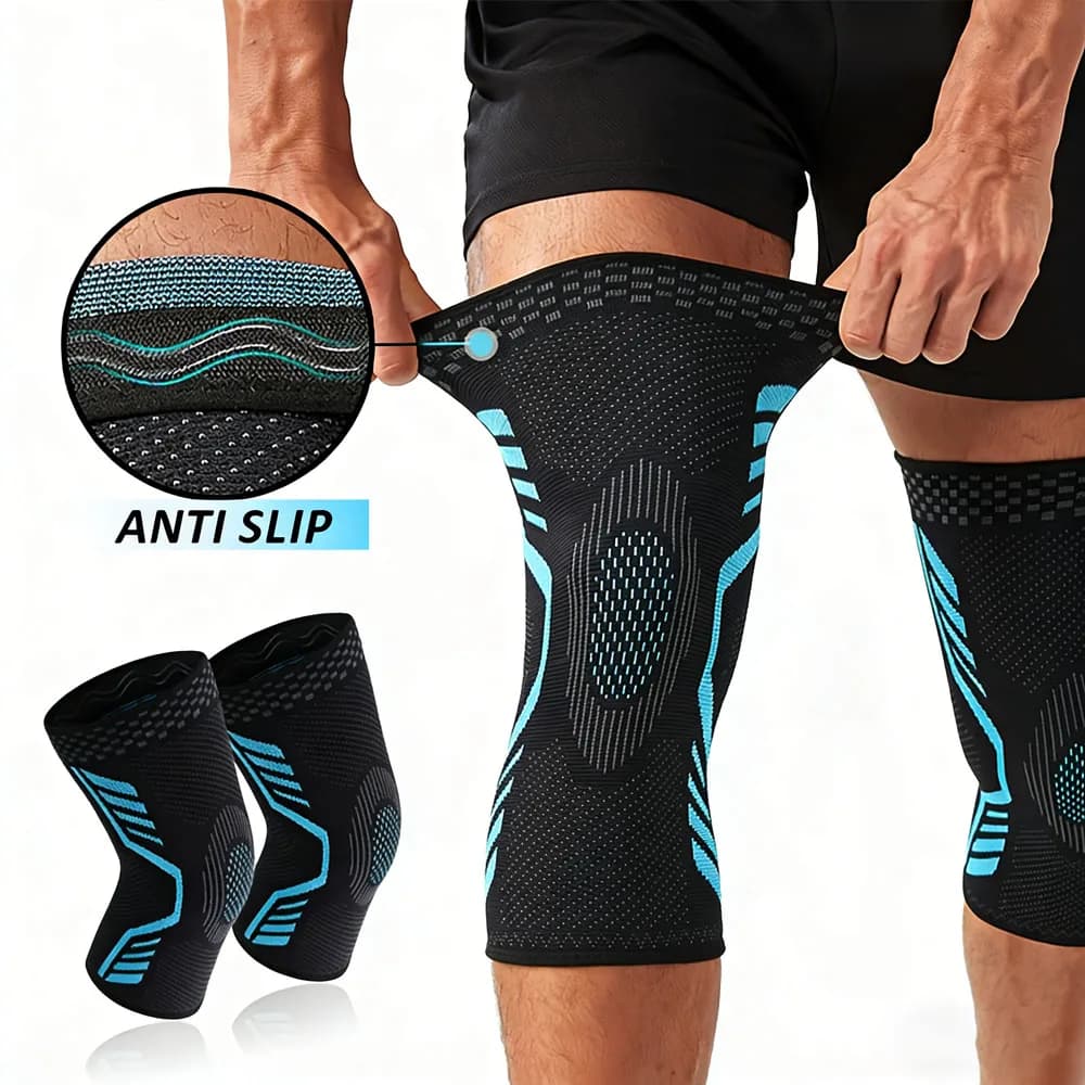2 Pezzi Supporto per Ginocchio a Compressione, Ginocchiere Elastiche con Molle, Protezione per Palestra, Sport, Basket, Pallavolo, Corsa
