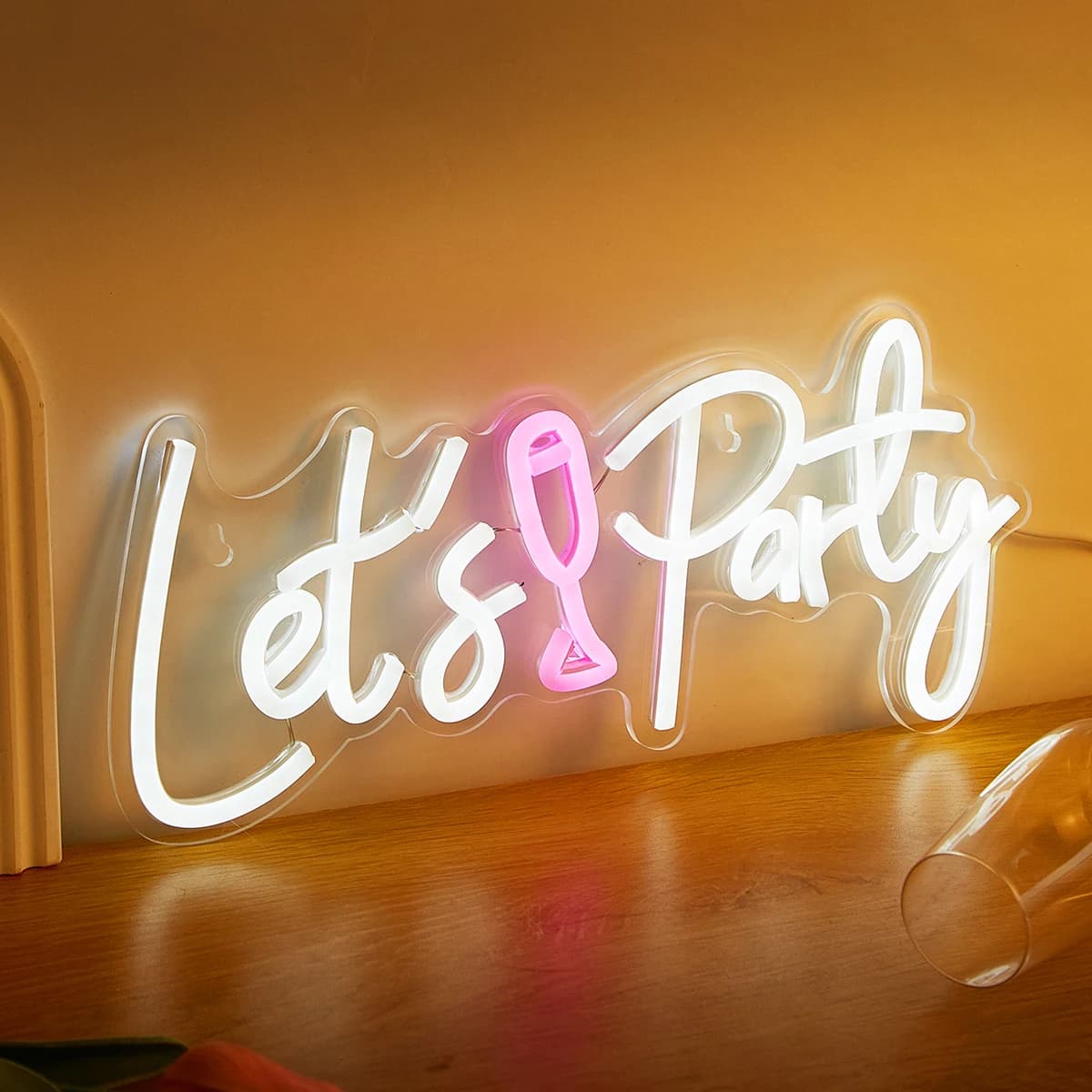 Chi-buy LED Neon let's Party insegne al Neon alimentate tramite USB luce notturna 3D Wall Art & Game Room camera da letto soggiorno Decor lampada segni