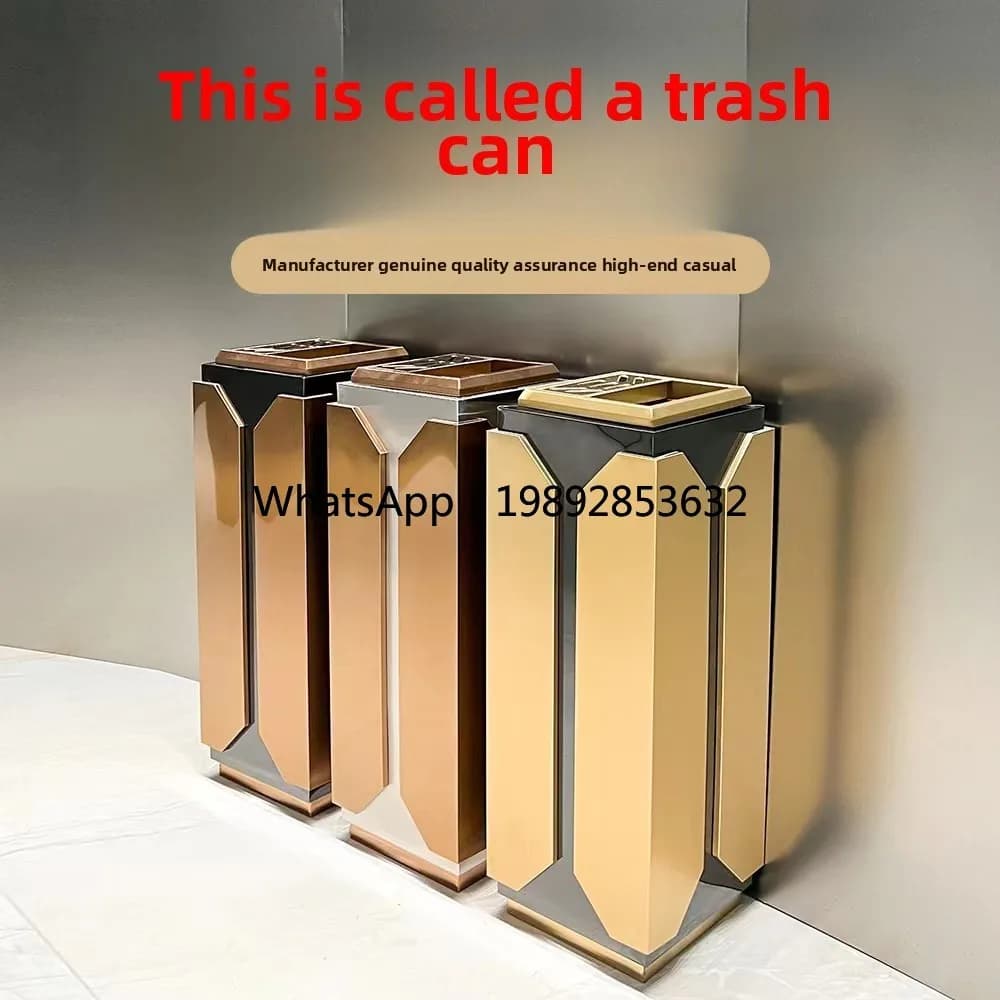 1 stainless steel lobby indoor trash can vertical trash can at the elevator entrance of the hotel shopping mall