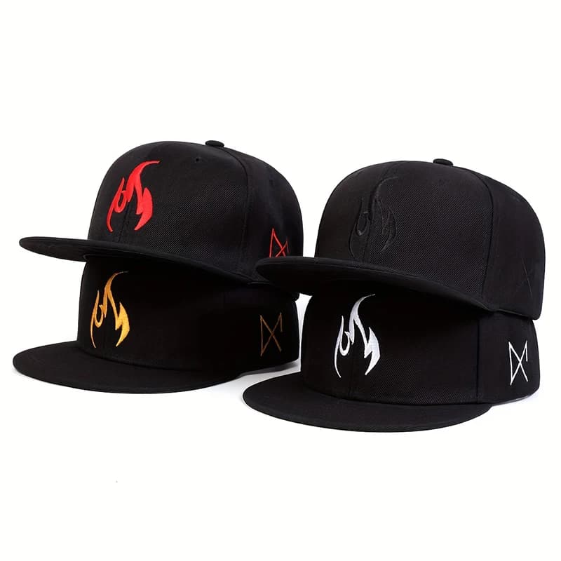 Cappello Hip Hop ricamato con fiamma unisex da 1 pezzo Cappello per il tempo libero con protezione solare regolabile per esterni Primavera Estate Viaggi Turismo Vacanza al mare
