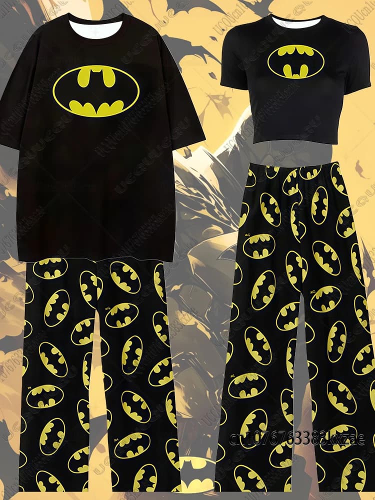 Completi Estivi 2026 The Batman: T-shirt e Pantaloni Oversize per Adulti/Bambini, Top Corto Sexy Batman, Abbigliamento da Casa per Coppie