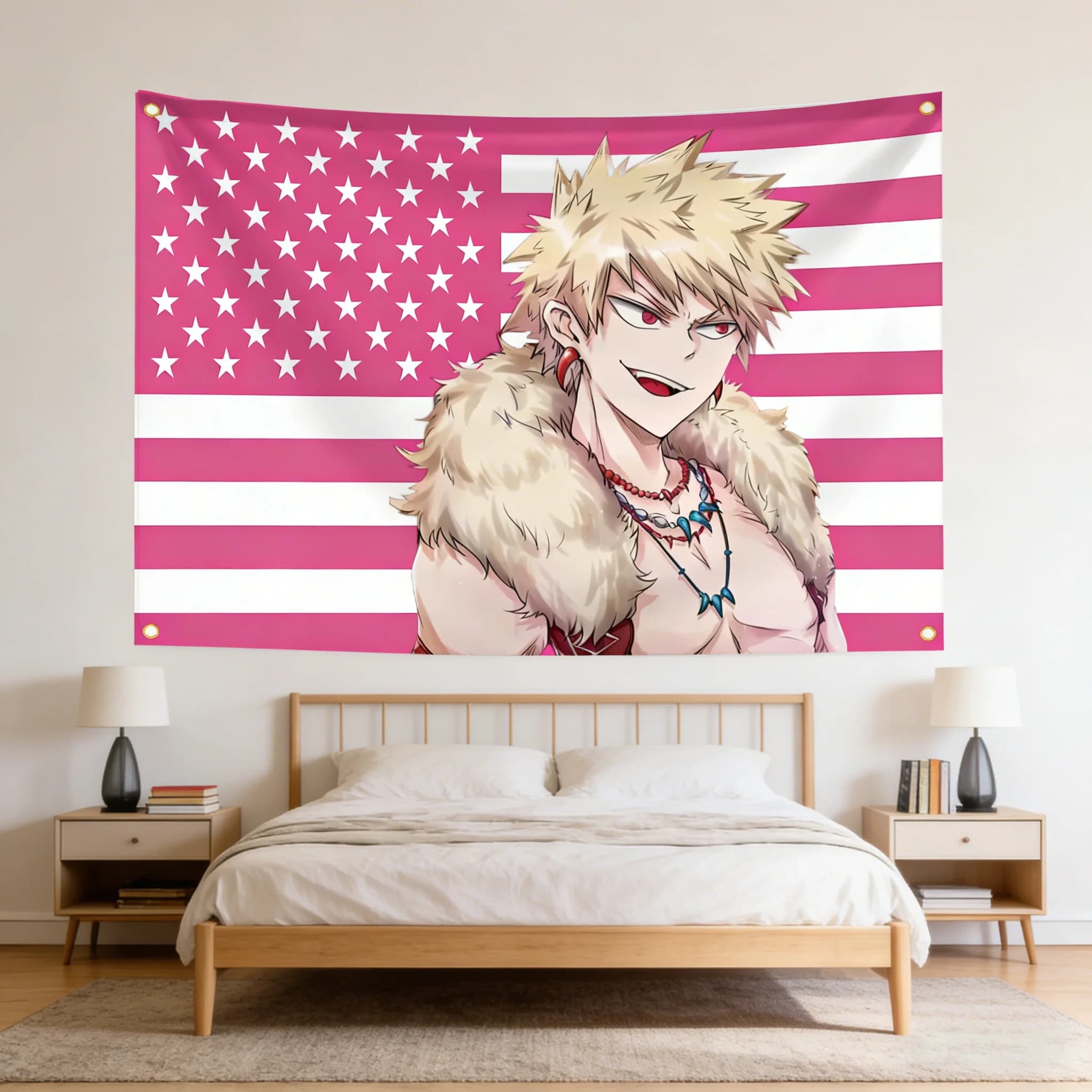 Bakugo Katsuki Funny Flags Tapestry Wall Art Personal Design Y2K Aesthetic Room Decor Decorazione da appendere alla parete per la decorazione della casa e della camera da letto
