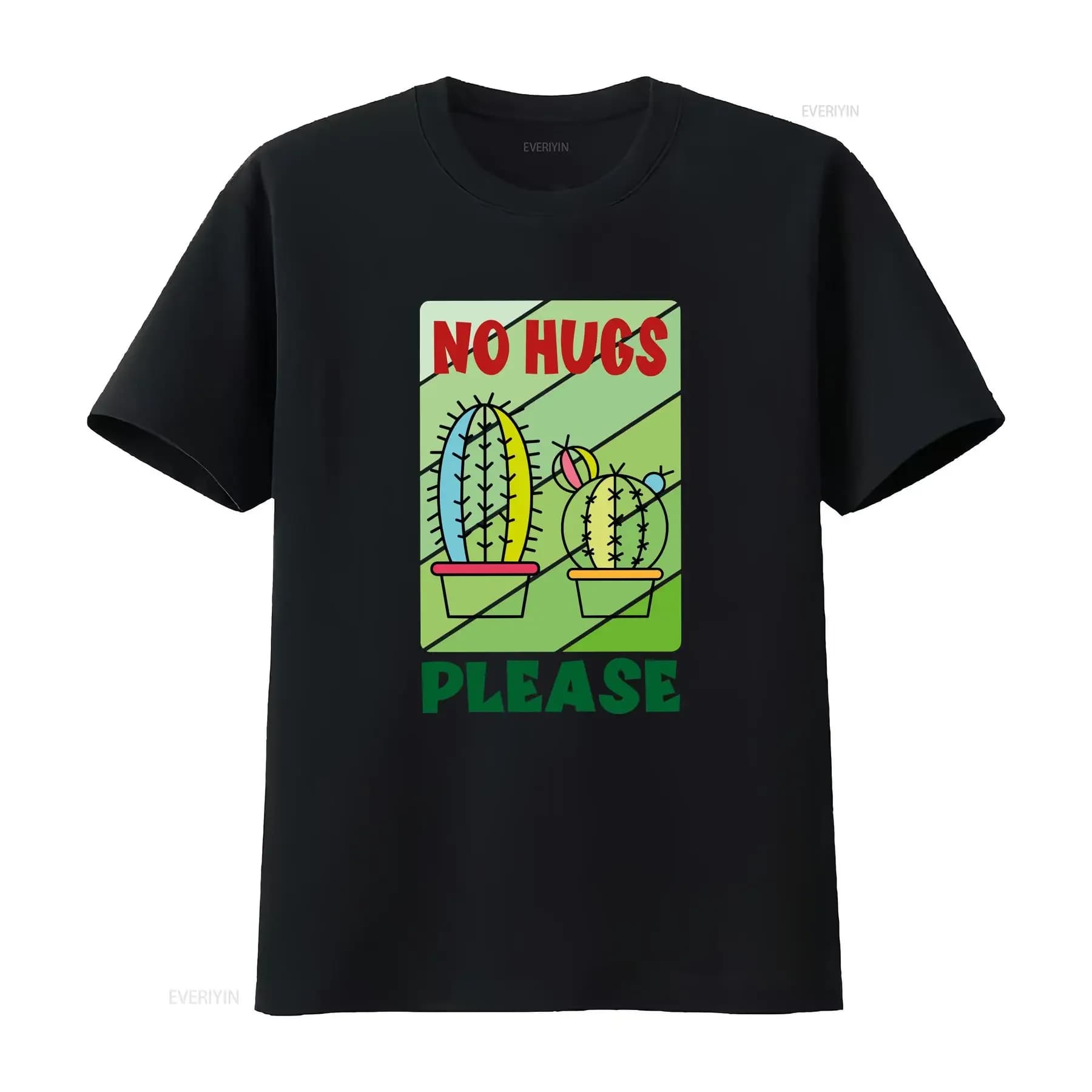 No Hugs Please T Shirt Cactus Sarcastico Divertente GifT Sassy Lover Sarcasmo vintage Lavato Morbido streetwear Traspirante Unisex Casual