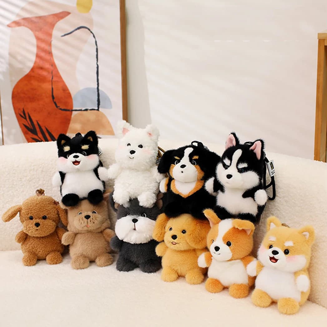 15CM Cute Animal Plush Toy Dog Children‘s Table Doll Ornaments Companion Doll Pendant Xmas Gifts Soft Sleeping Companion Kawaii