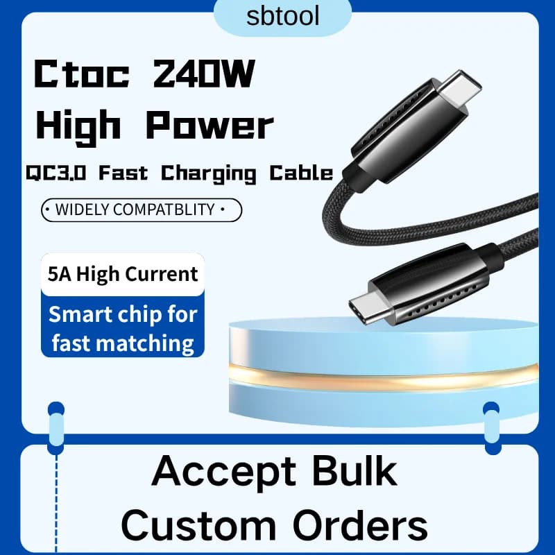 Cavo di Ricarica Rapida PD 240W Type-C a Type-C 5A ad Alta Potenza per Laptop, Telefono e Tablet