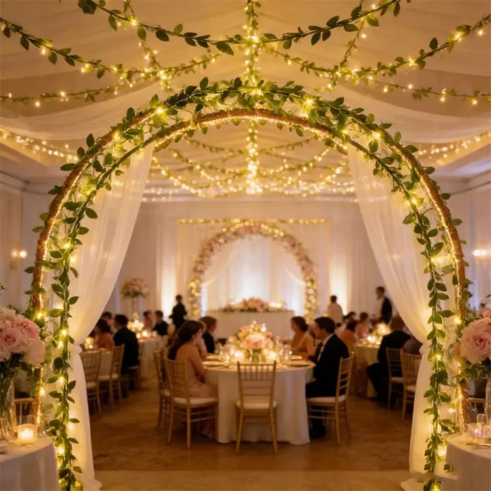 Luci a Stringa LED a Forma di Foglie Verdi a Batteria, Ghirlanda Luminosa Artificiale per Matrimoni e Feste, Decorazione per Camera da Letto e Casa