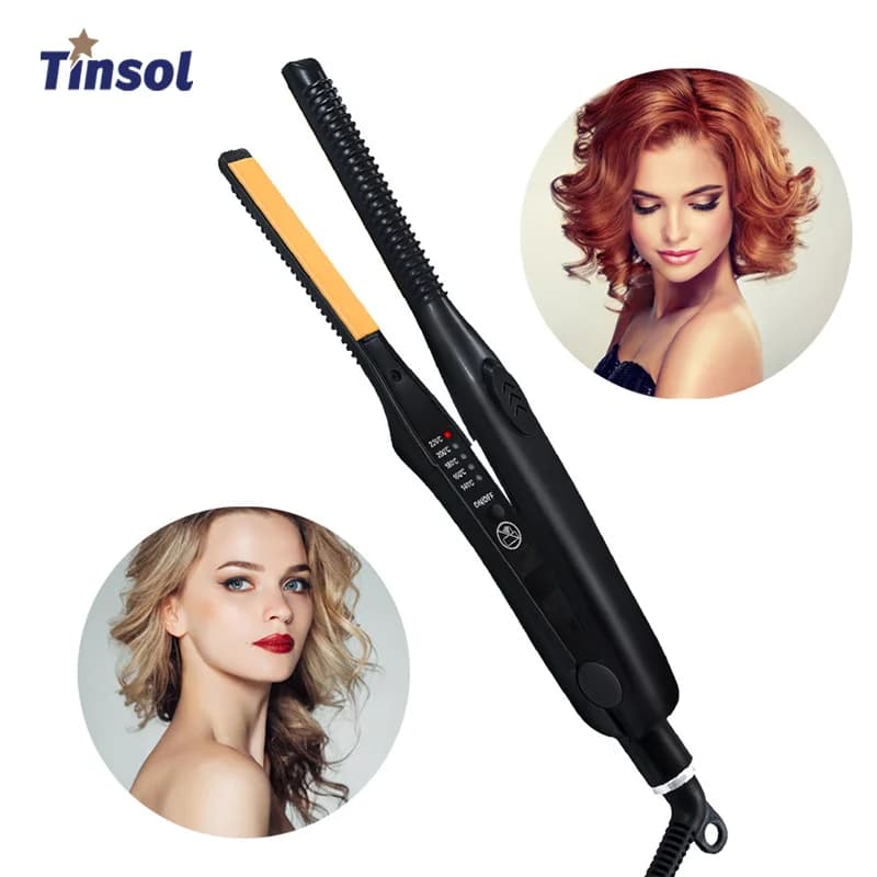 TINSOL Professional hair plate 2 in 1 and iron hair curler Mini ceramic plate with adjustable temperature