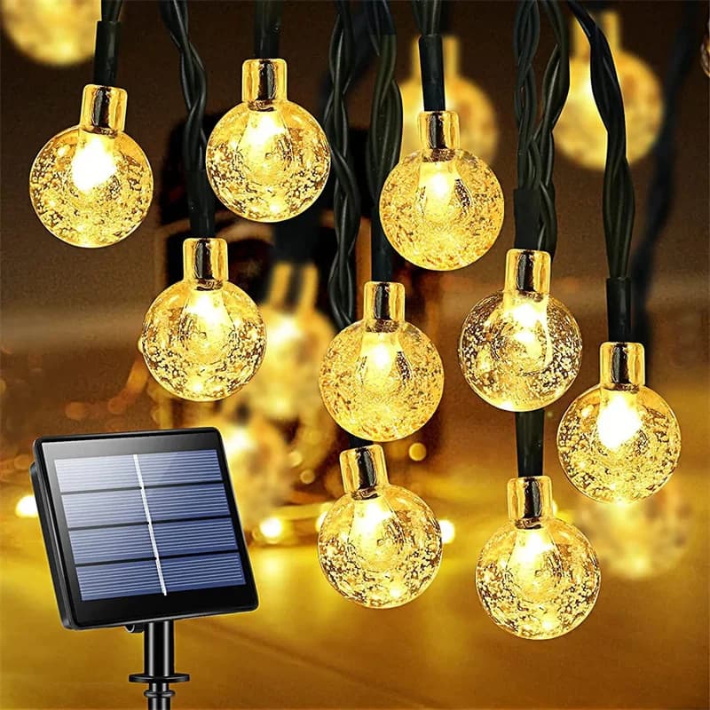 Luci Solari da Esterno con 200 LED a Forma di Sfera di Cristallo per Decorazioni di Giardino, Feste, Natale e Halloween