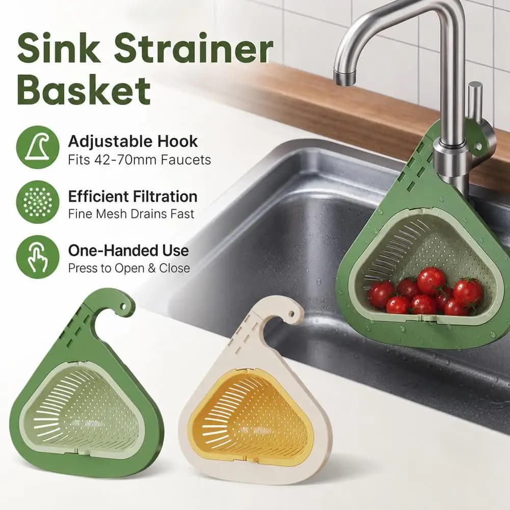 Kitchen Sink Filter Basket Portable Food Waste Strainer Mesh Hanging Rack for Cleaning Leftovers No Drilling Tool