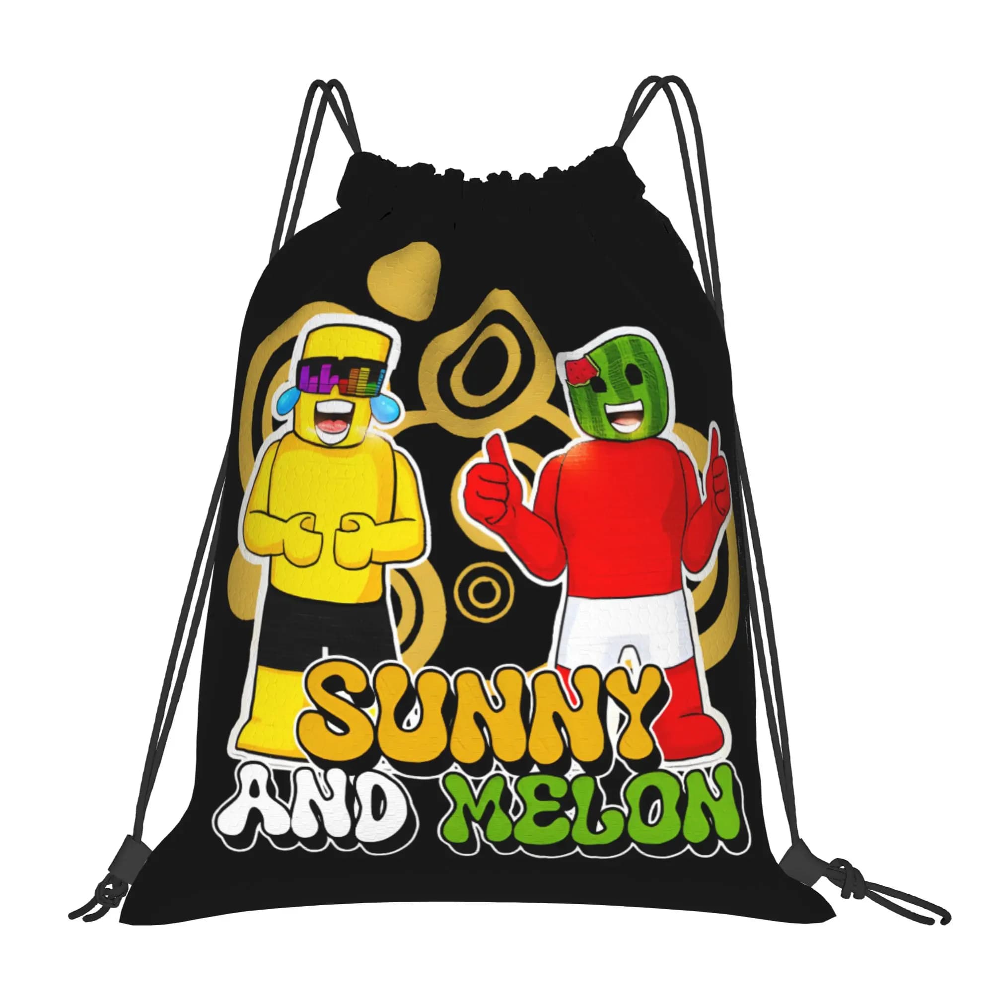 Sunny and Melon Drawstring Bag Large Minimalist Backpack School Gym Sackpack String Bags For Students