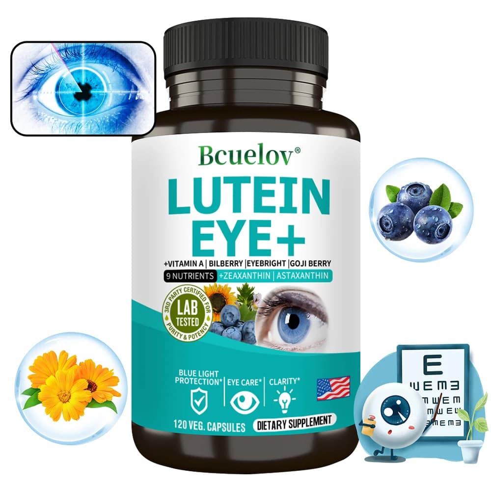 Lutein Eye + Vitamins - 9 in 1 Zeaxantina Eyebright Blueberry supplement Retina Eye Lens Healthy night vision 120 capsules