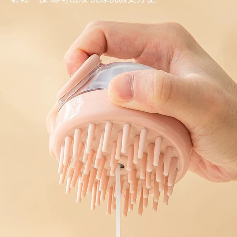 Spazzola per doccia per cani Spazzola per pulizia da bagno per massaggio per toelettatura di cani da compagnia con dispenser di shampoo per doccia per cani e gatti a pelo lungo