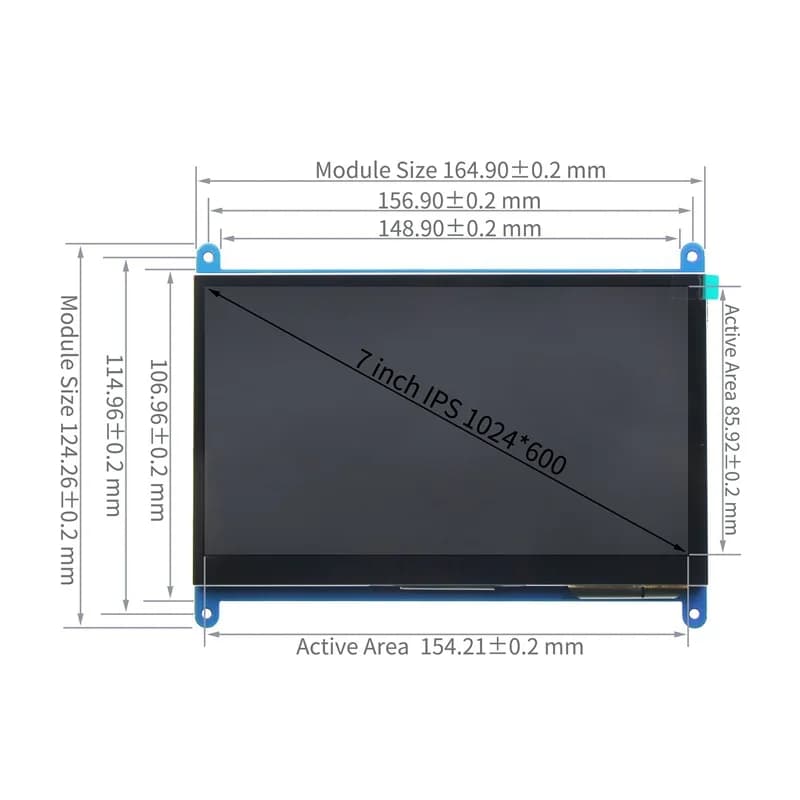 7-Inch LCD H D M I Display HD IPS 1024x600 Capacitive Touchscreen for Raspberry Pi 3B+/4B BB-Black Banana-Pi mainstream mini PC