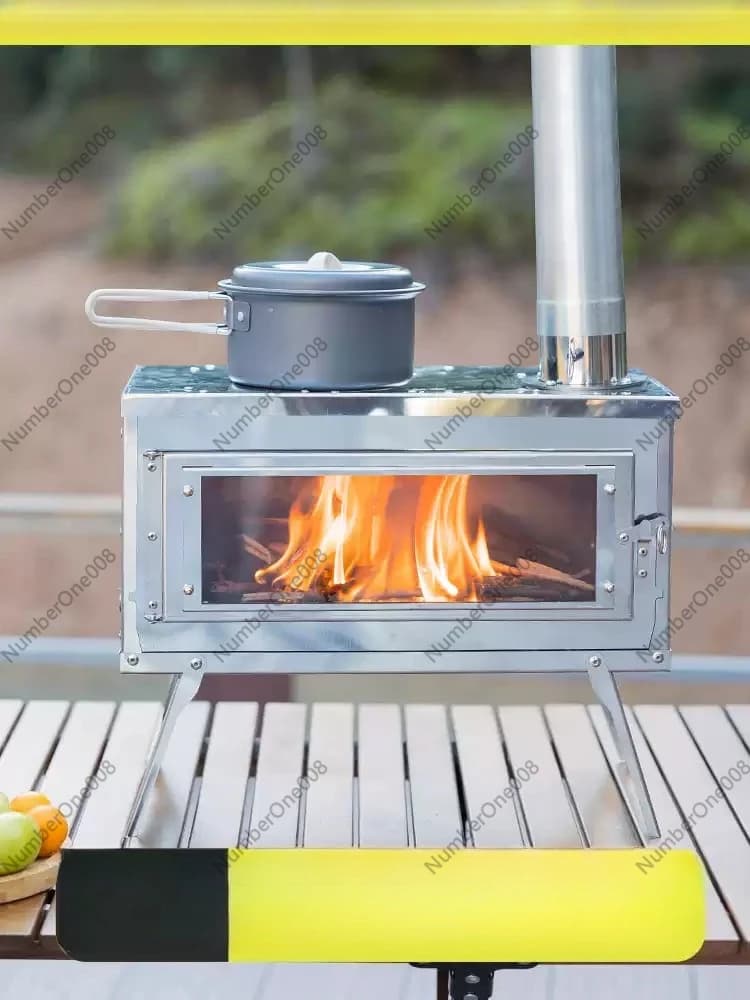 Fornello Portatile in Acciaio Inox a Legna per Campeggio, Braciere BBQ per Cucina all'Aperto e Casa di Campagna