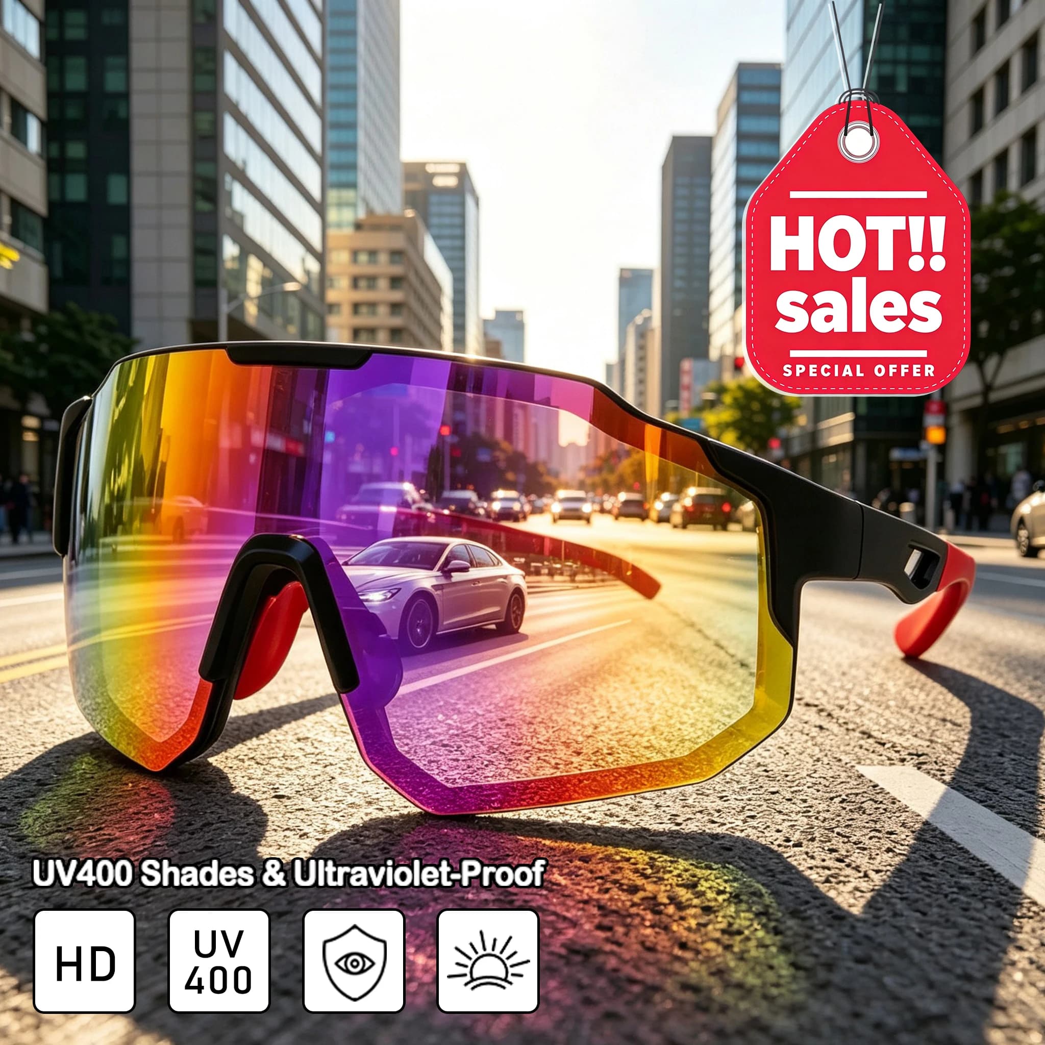 Cycling Sunglasses Trendy Lightweight UV400 Shades Unisex Men Oversized Frame Goggles Outdoor Sports Hiking Climbing MTB Eyewear