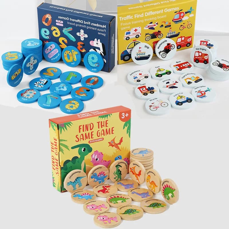 Gioco di memoria educativo in legno per bambini Dinosauro Traffico Cognitivo Memoria per bambini Giocattolo di scacchi Bambini Focus Training Giocattoli educativi in legno