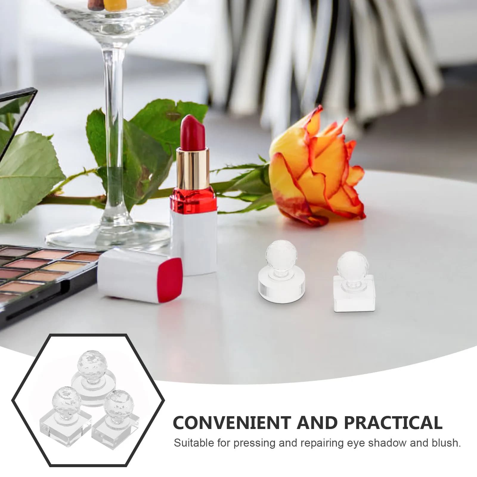 Kit of 3 Tools to Press Make-up: Versatile Moulds for Umbrella, Fard and Illuminating with Square Prints, Rectangular and Round Wallets