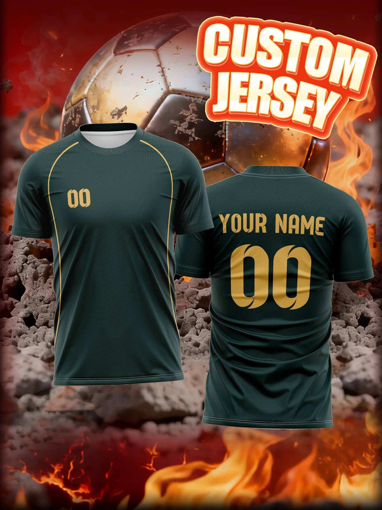 Custom Football Mesh with Image, Number and Name, Easy to Wash and Maintain, Easy to Care Sports Clothing