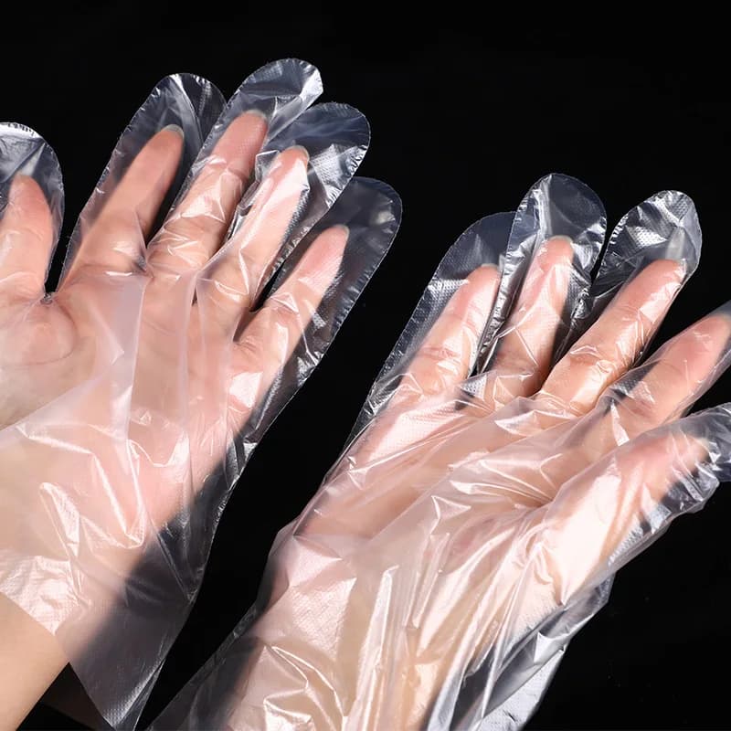 Guanti in Plastica Monouso Senza Lattice e Senza Polvere, Trasparenti in Polietilene, Non Sterili per Pulizia e Cucina