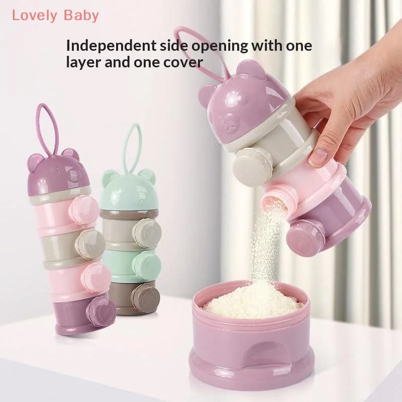 Nuova scatola di conservazione degli alimenti portatile per bambini 3/4 strati stile orso contenitore per snack per bambini scatola di latte in polvere per bambini tazza di alimentazione del bambino