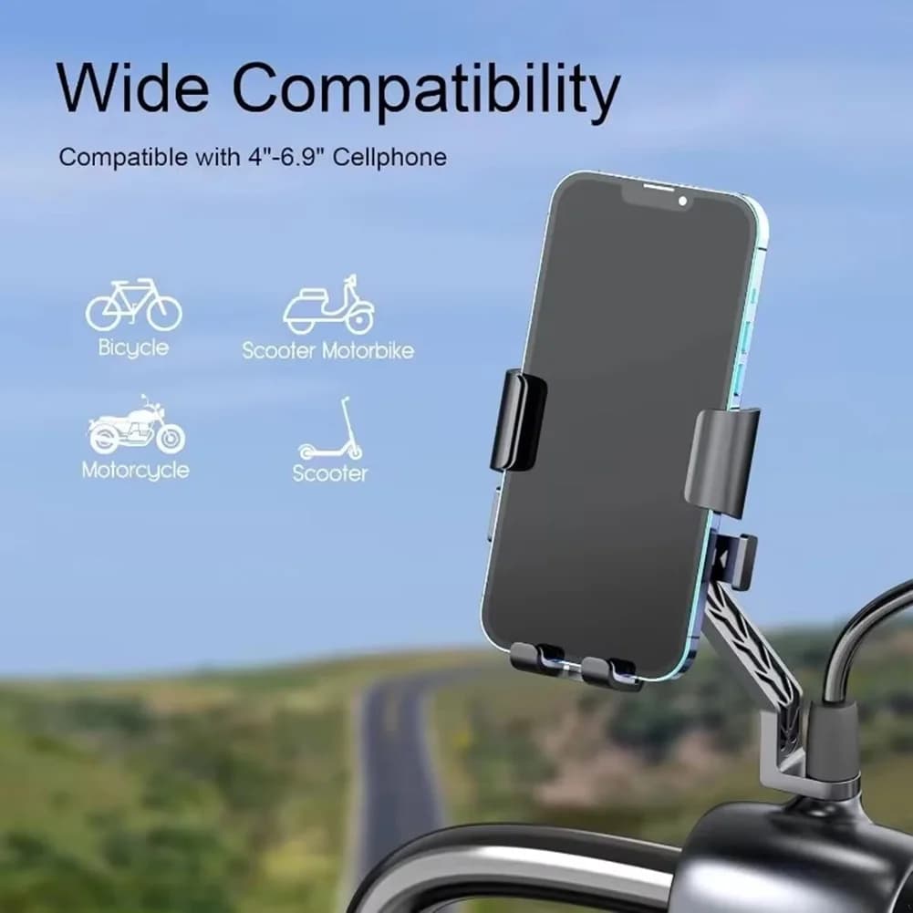 Supporto per telefono da moto 360° (1 pezzo) ° Supporto Rotante per Navigazione su Telefono Cellulare, Montaggio su Manubrio Moto in Lega per GPS