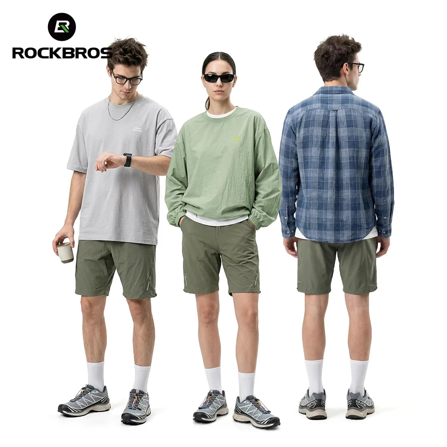 ROCKBROS Casual Cycling Shorts Men Outdoor Breathable Quick-Dry Summer Road Mountain Bike Shorts for Sports Running Hiking