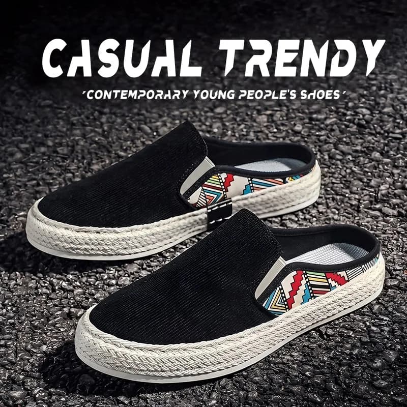 Sneakers da uomo con stampa etnica, traspiranti, slip-on, scarpe casual per passeggiate quotidiane, calzature leggere da spiaggia estive