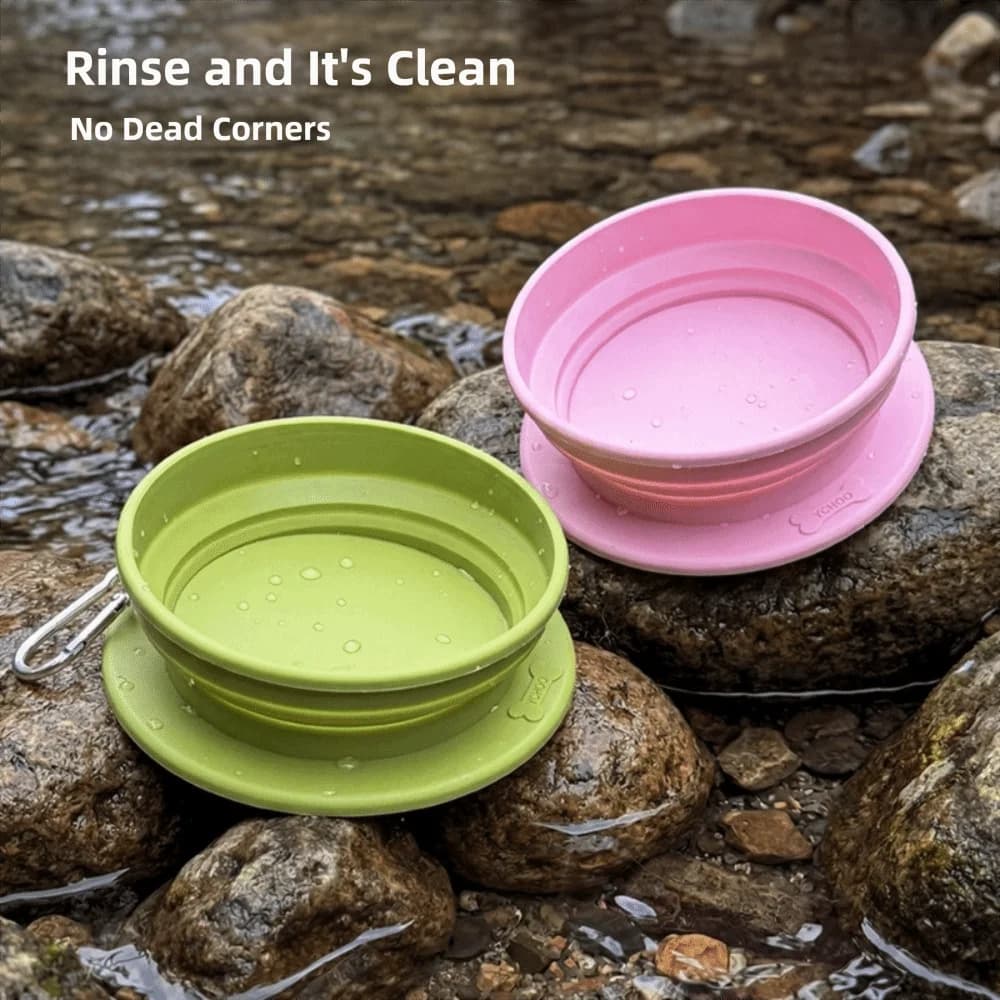 250ML Silicone Dog Bowl Collapsible Lightweight Pet Bowls Portable with Carabiner Food and Water Dish