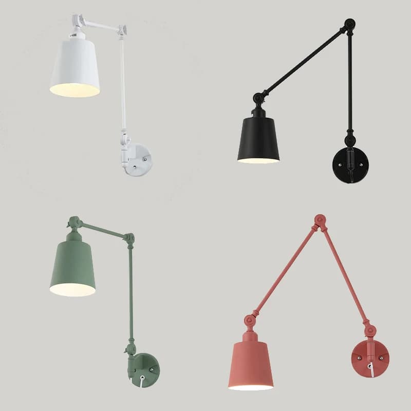 Lampada da Parete Nordica Pieghevole Telescopica con Braccio Orientabile, Lampada Creativa da Comodino per Camera da Letto, Lampada da Lettura da Scrivania, Illuminazione per Arredamento