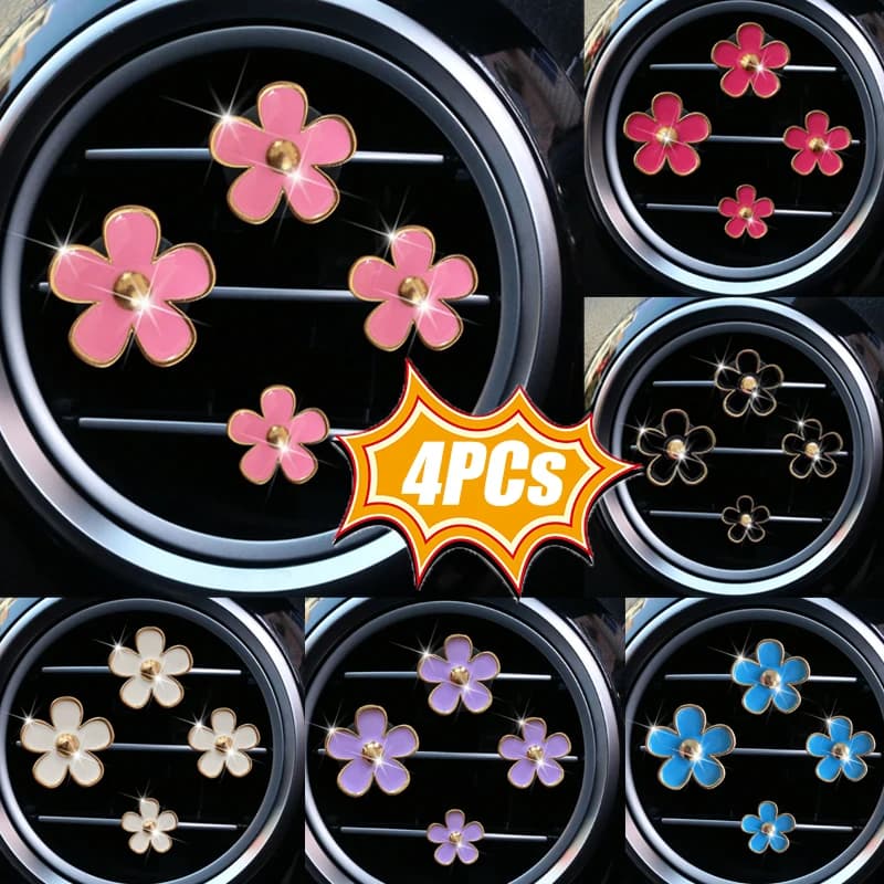 4 pezzi fiore presa auto sfiato clip di profumo deodorante per ambienti diffusore condizionamento aromaterapia clip di profumo decorazione interna auto