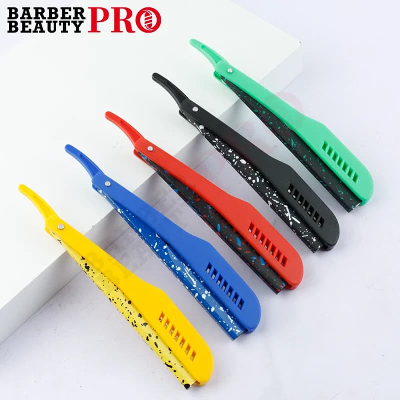 Il più nuovo 1PCS da uomo classico pieghevole porta rasoio da barba modello mimetico strumento di rasatura manuale bordo dritto barba taglio trimmer
