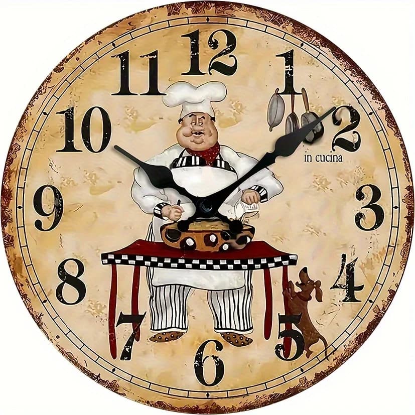 Orologio da Parete Silenzioso in Legno per Arredamento Cucina - Funzionamento a Batteria Senza Ticchettio (Batterie AA Non Incluse)