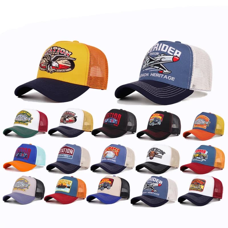 Nuova vendita calda cappello da sole unisex cappello da camionista in rete hip-hop modello classico berretto da baseball estivo traspirante berretto da strada per uomo donna