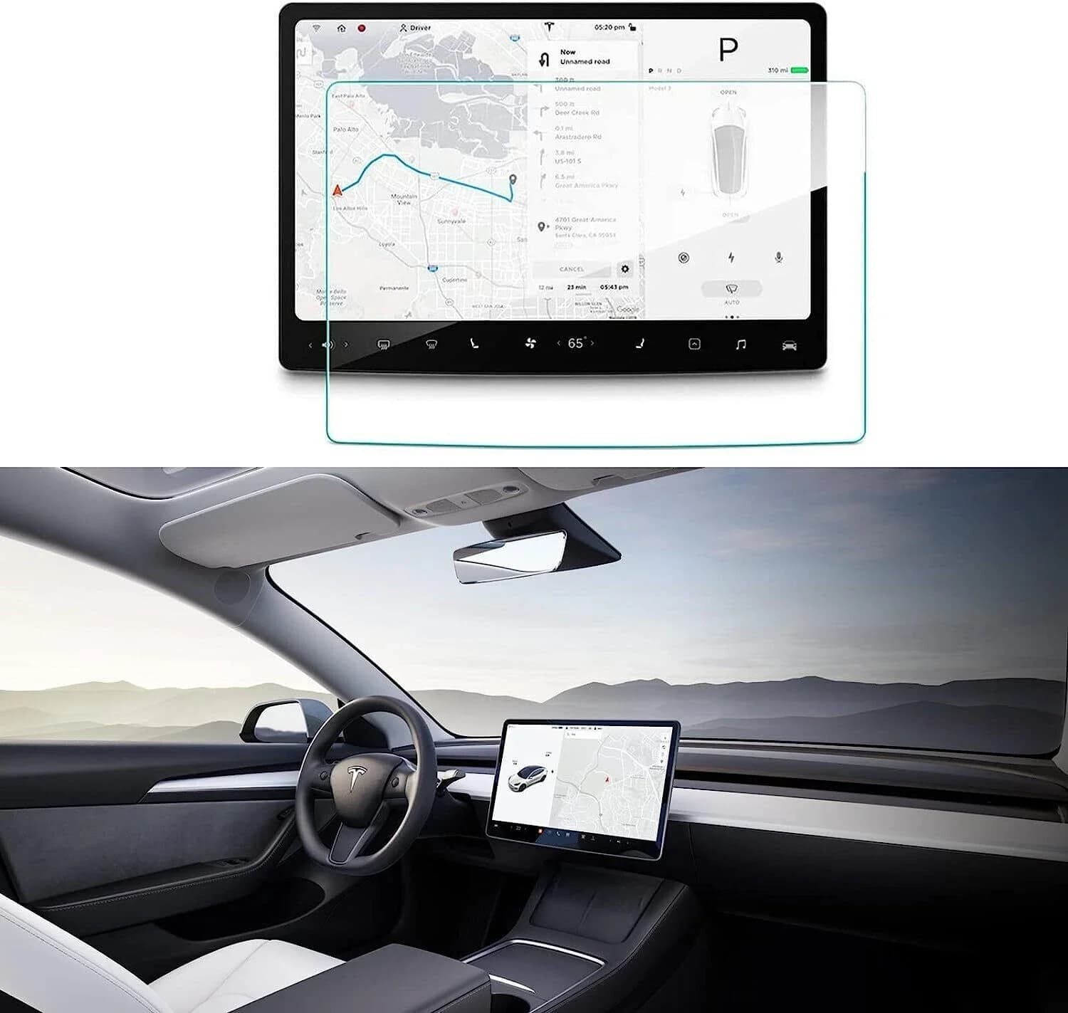 Protezione Schermo in Vetro Temperato 9H per Tesla Model 3 Y 15 Pollici, Touch Screen Centrale Anti-Graffio HD Anti-Impronta