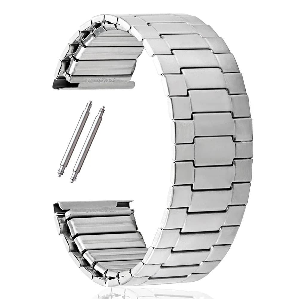 22mm Stainless Steel Elastic Watch Strap, Replacement Metal Strap for Women's and Men's Universal Watch Accessories
