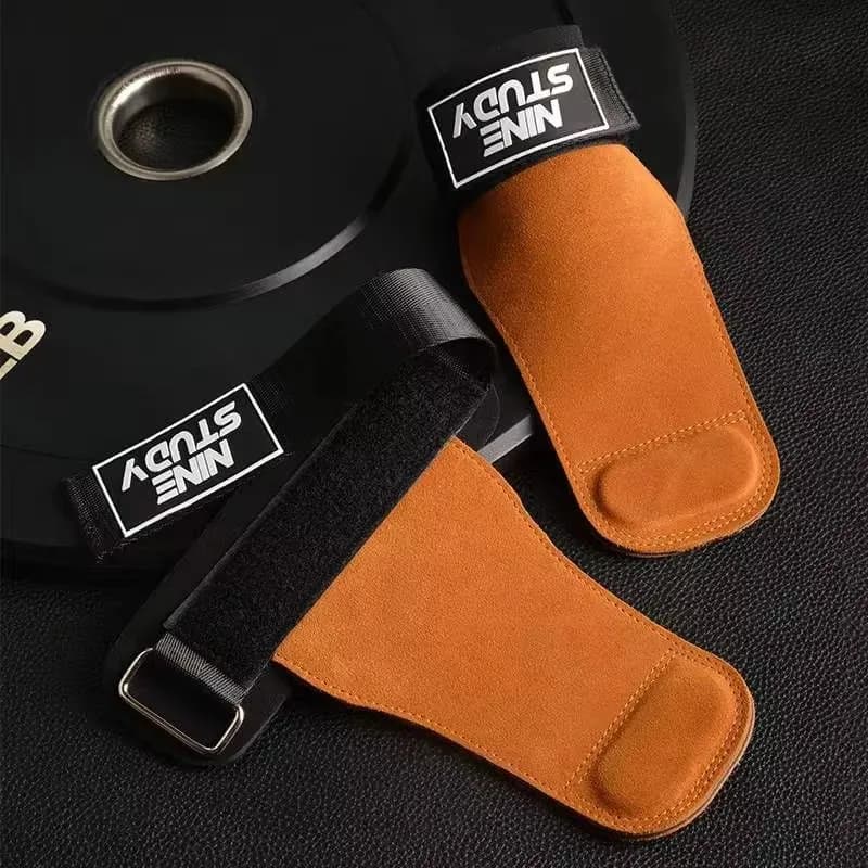 1Pair Deadlift Straps with Wrist Wraps & Palm Protectors, 3/5mm Cowhide Lifting Grips for Pull-Up Weightlifting Gym