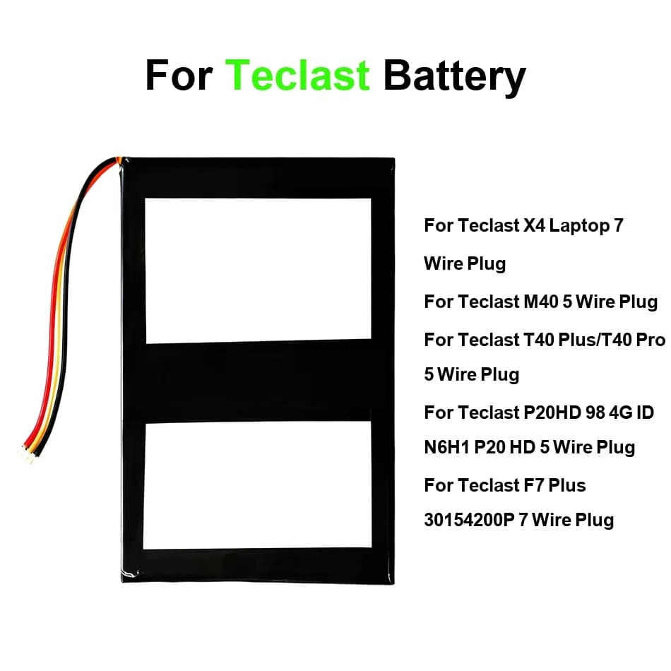 Batteria per Tablet H-28125140P per Teclast 30154200P F7 M40 P20HD X4 98, Batteria per Tablet PC con Connettore a 7 Fili, 5 T40 Plus Pro 4G 5000-9000mAh