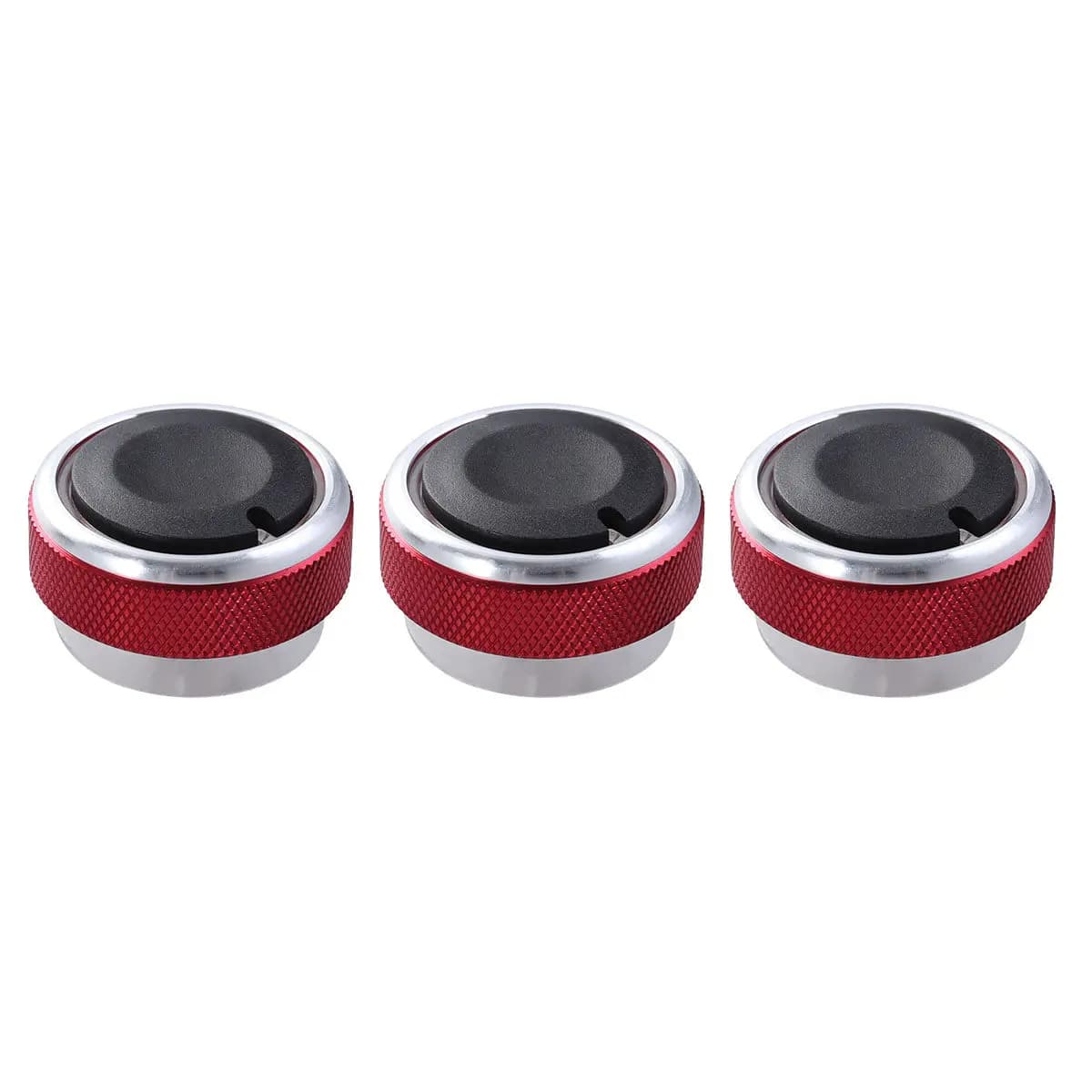 Set di 3 Manopole per Controllo Climatizzatore, Anello Luminoso Interno in Lega Rossa, Compatibile con Ford Mondeo 2 3 2005-2014
