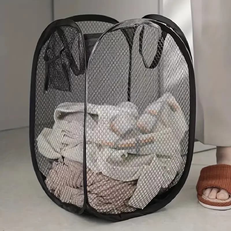 Pop-up laundry basket on the net, white paper basket, folding basket for dirty clothes, large capacity storage basket