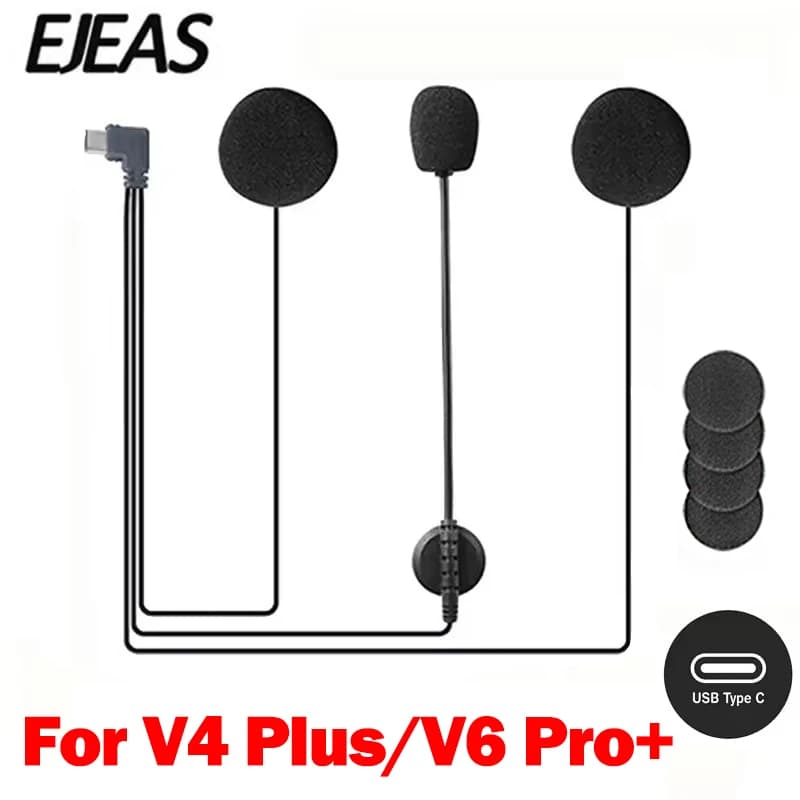 EJEAS V6 PRO /V4 PLUS Casco moto Auricolare Microfono Altoparlante Full Duplex Tipo-C Spina Accessorio interfono Bluetooth