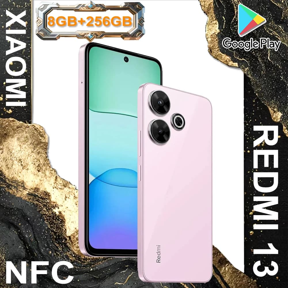 XIAOMI Redmi 13 NFC, risoluzione elevata 2460 x 1080, batteria a lunga durata da 5030 mAh, memoria 8GB + 256GB, fotocamera 108MP/13MP per selfie, specifiche EU/US/UK.